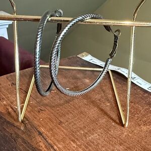 Classic Silver Tone Oversized Hoop Earrings Vintage Y2K